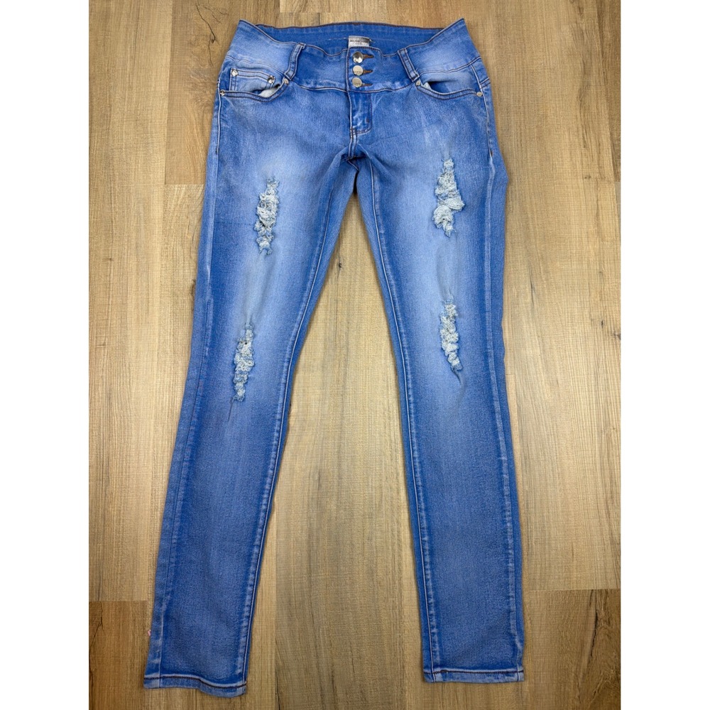 PARA Jeans Company Womens Size 13 Light Wash Distressed Skinny Jeans Vintage Y2K